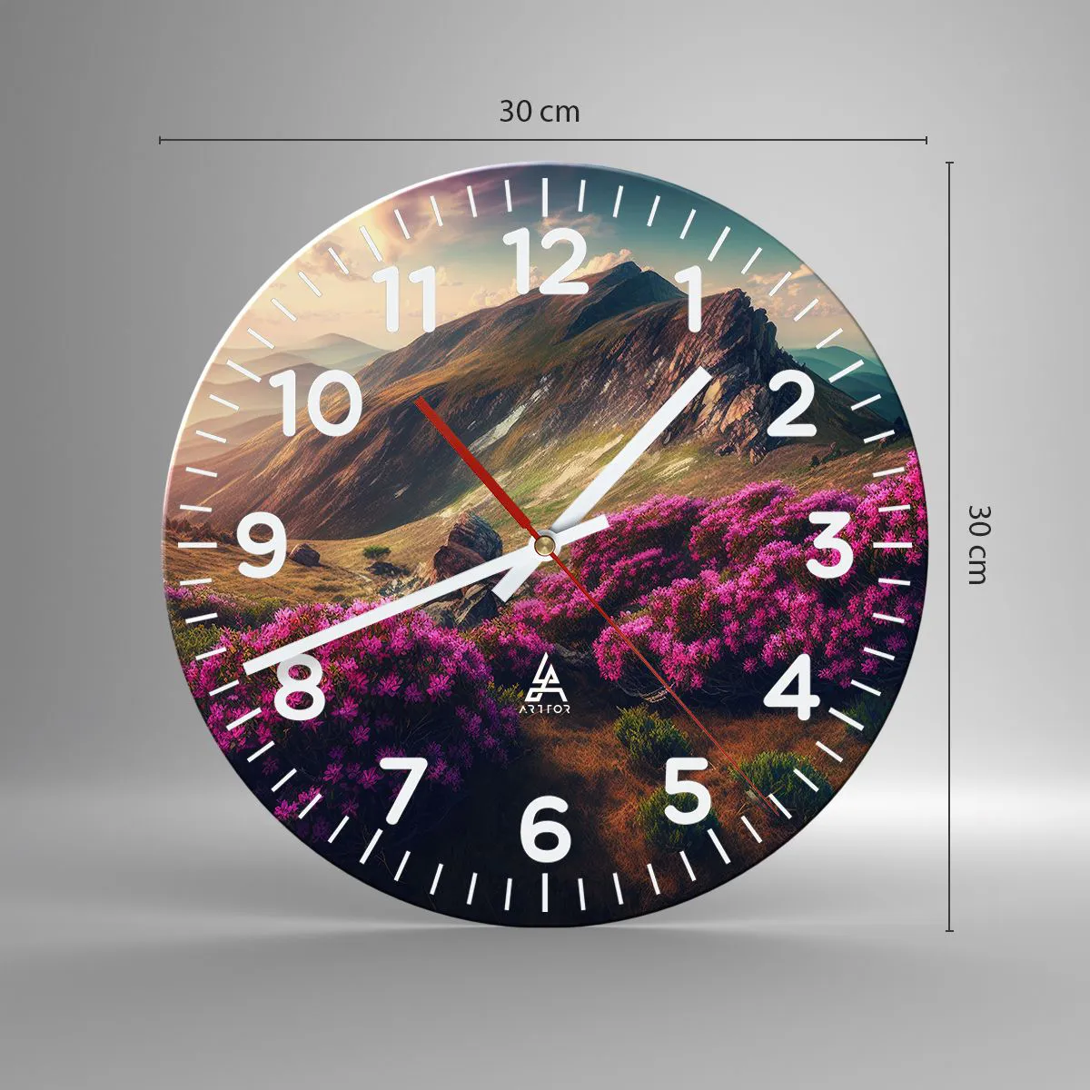 Ceas de perete - Ceas pe sticlă - Vara la munte - 30x30 cm