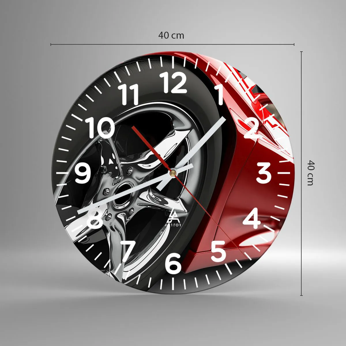 Väggklocka - Klocka på glas - Skapad att vara snabb - 40x40 cm