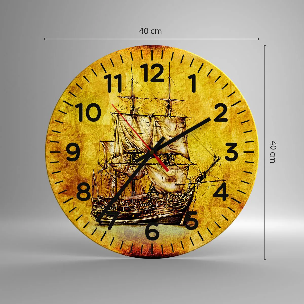 Reloj de pared - Reloj de vidrio - ¡Rumbo a la isla Tortuga! - 40x40 cm