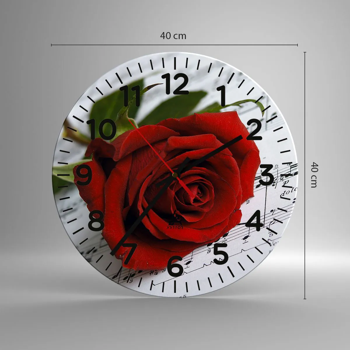 Wanduhr - Glasuhr - Musik der Gefühle in Scharlach - 40x40 cm