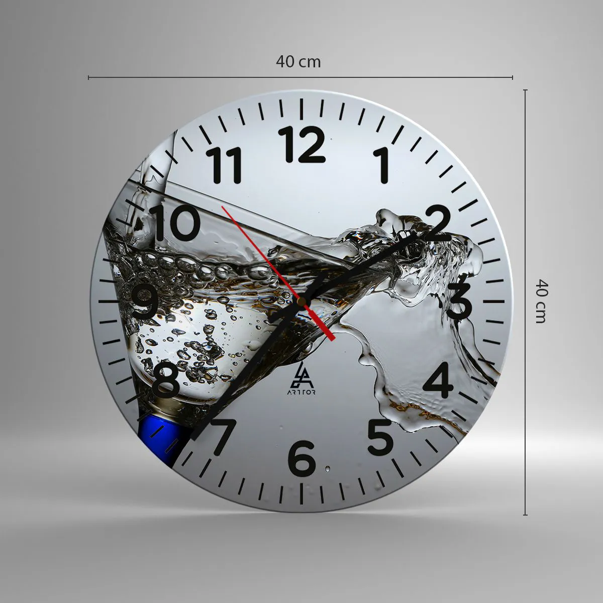 Ceas de perete - Ceas pe sticlă - Apă pură în sticlă de cristal - 40x40 cm