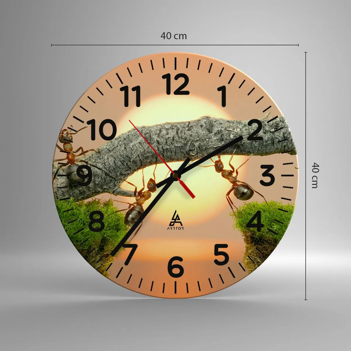 Reloj de pared - Reloj de vidrio - Trabajar juntos con alegría - 40x40 cm