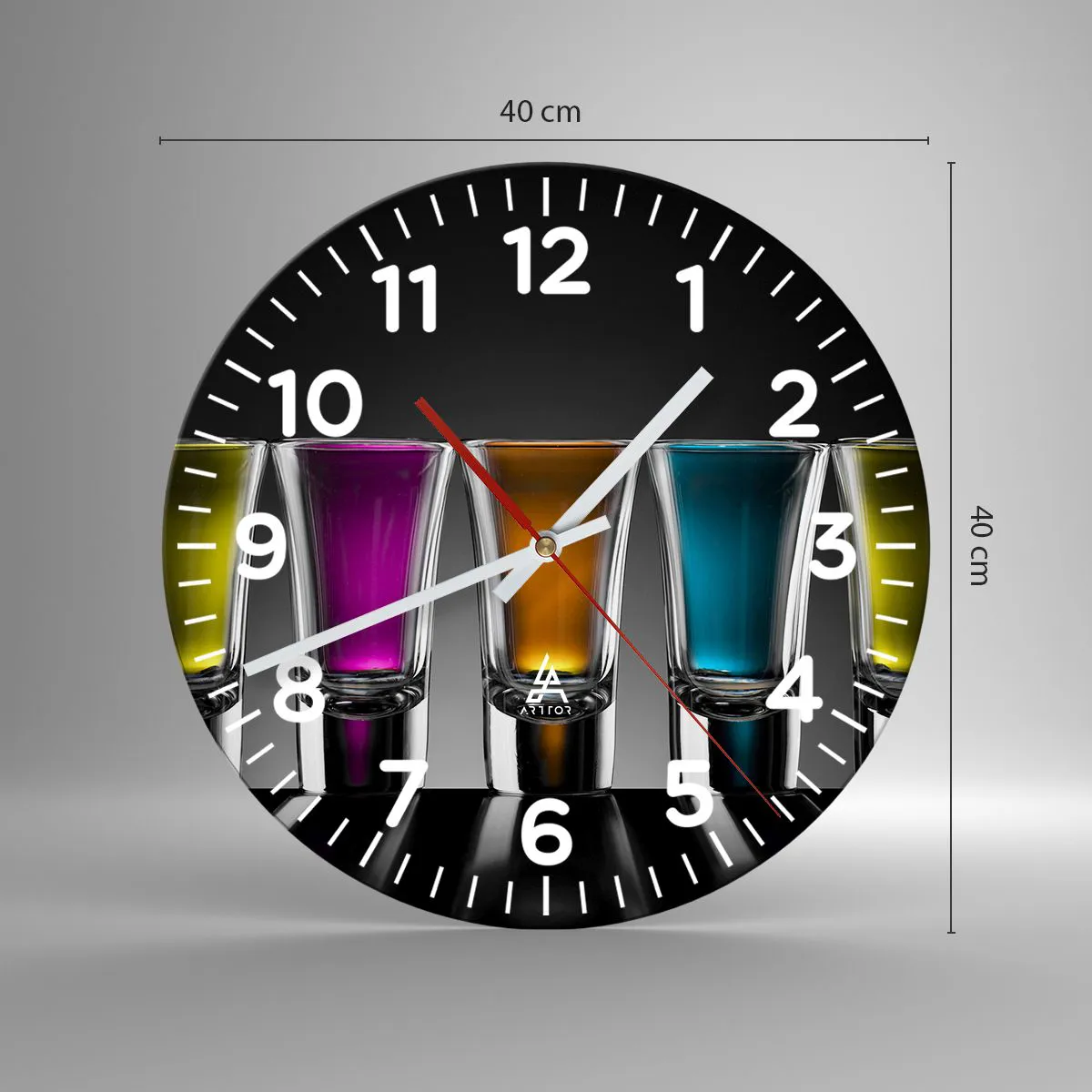 Reloj de pared - Reloj de vidrio - Colores de la alegría - 40x40 cm
