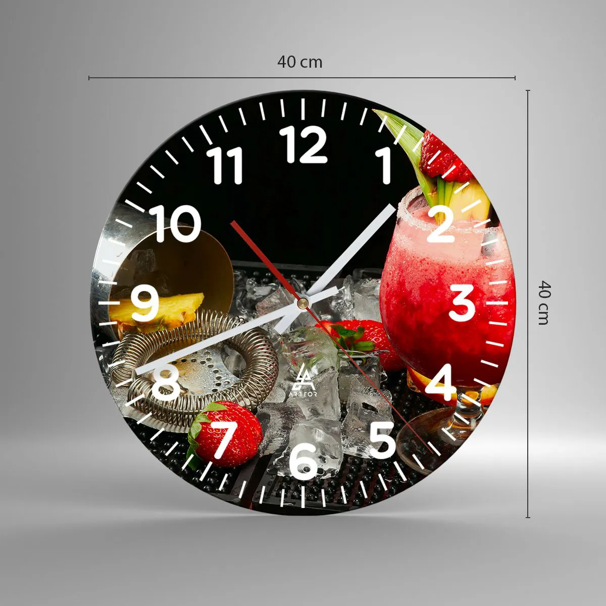 Ceas de perete - Ceas pe sticlă - Evocați gustul - 40x40 cm