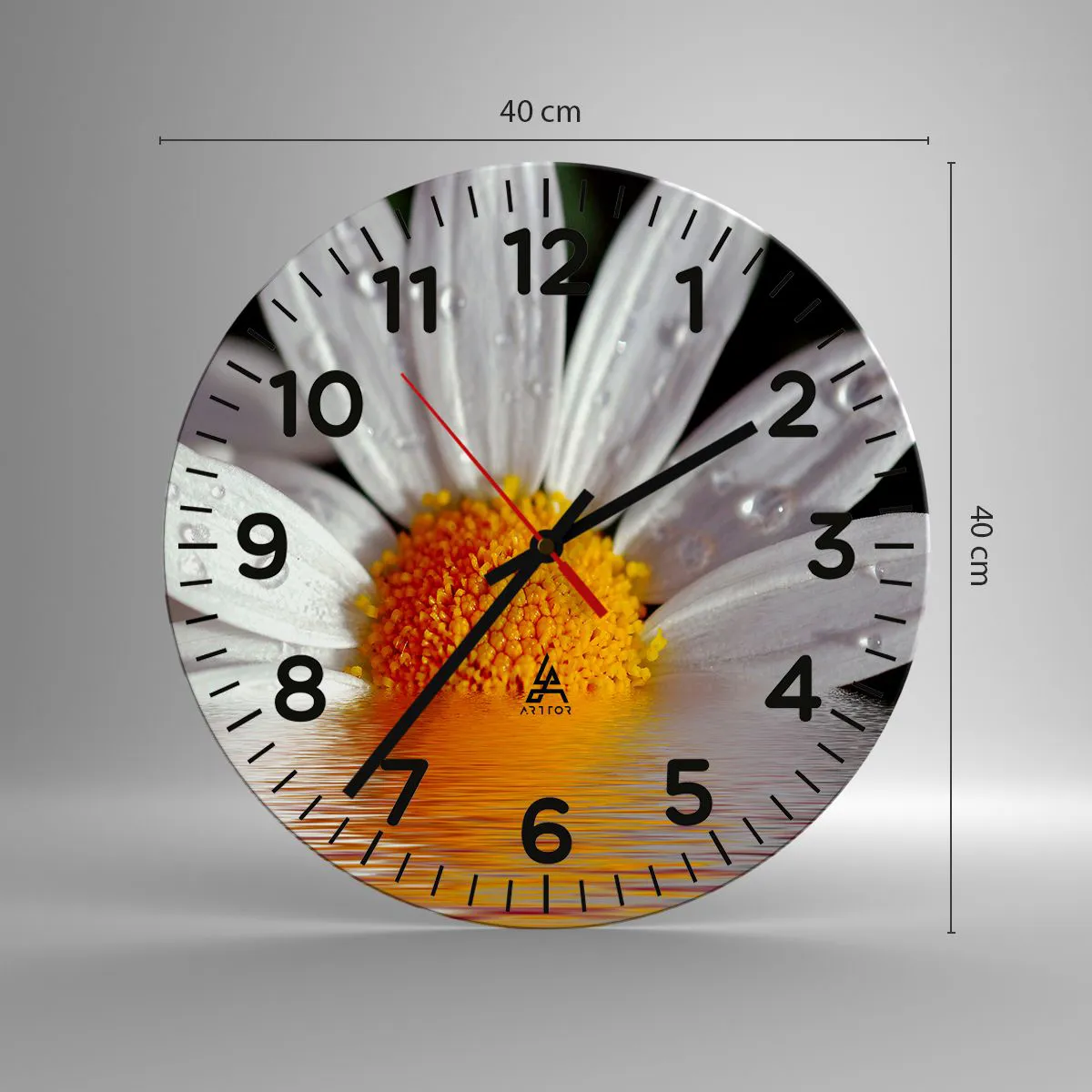 Zegar ścienny - Wschodzące słońce margaretki - 40x40 cm