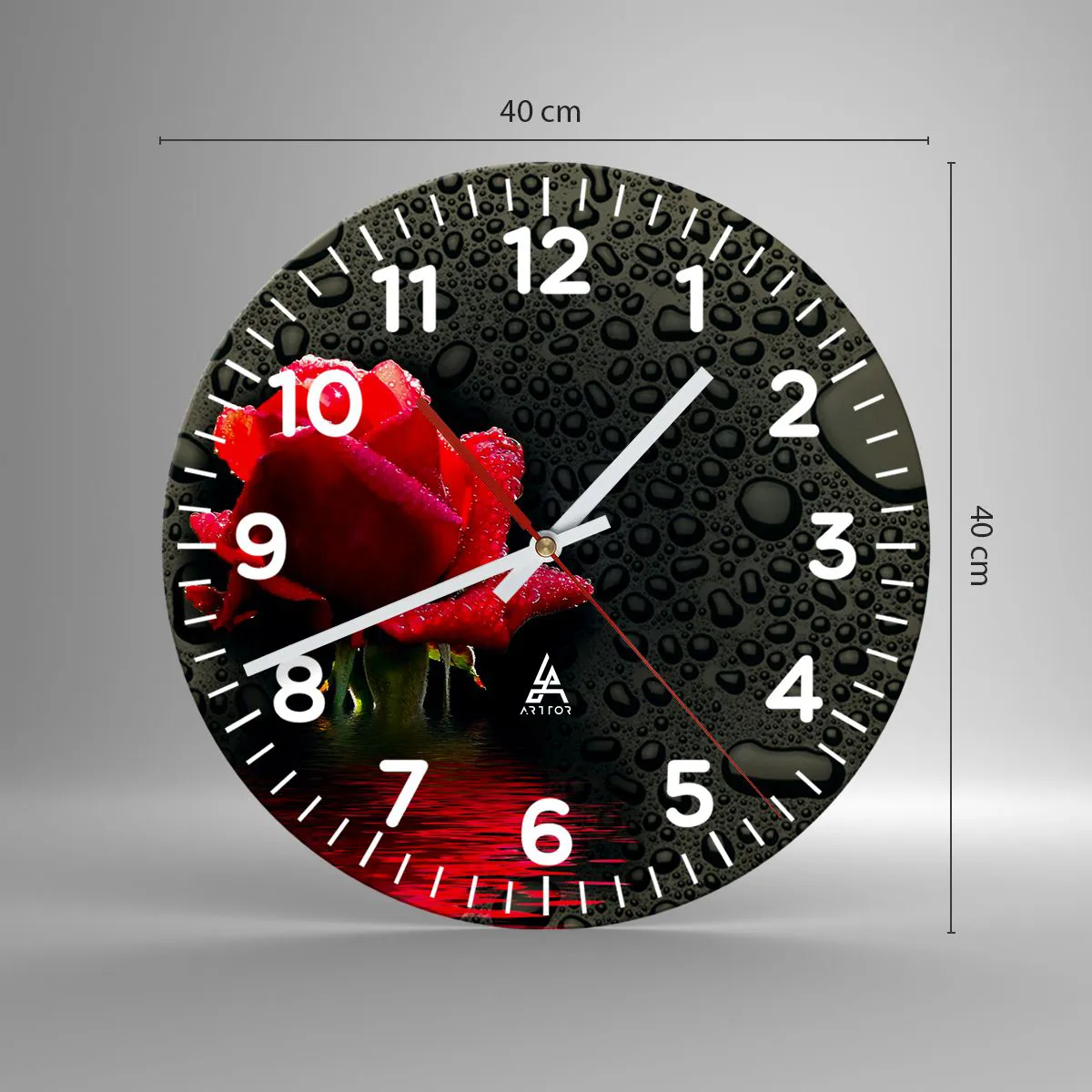 Vægur, Uret - Rød og sort - 40x40 cm