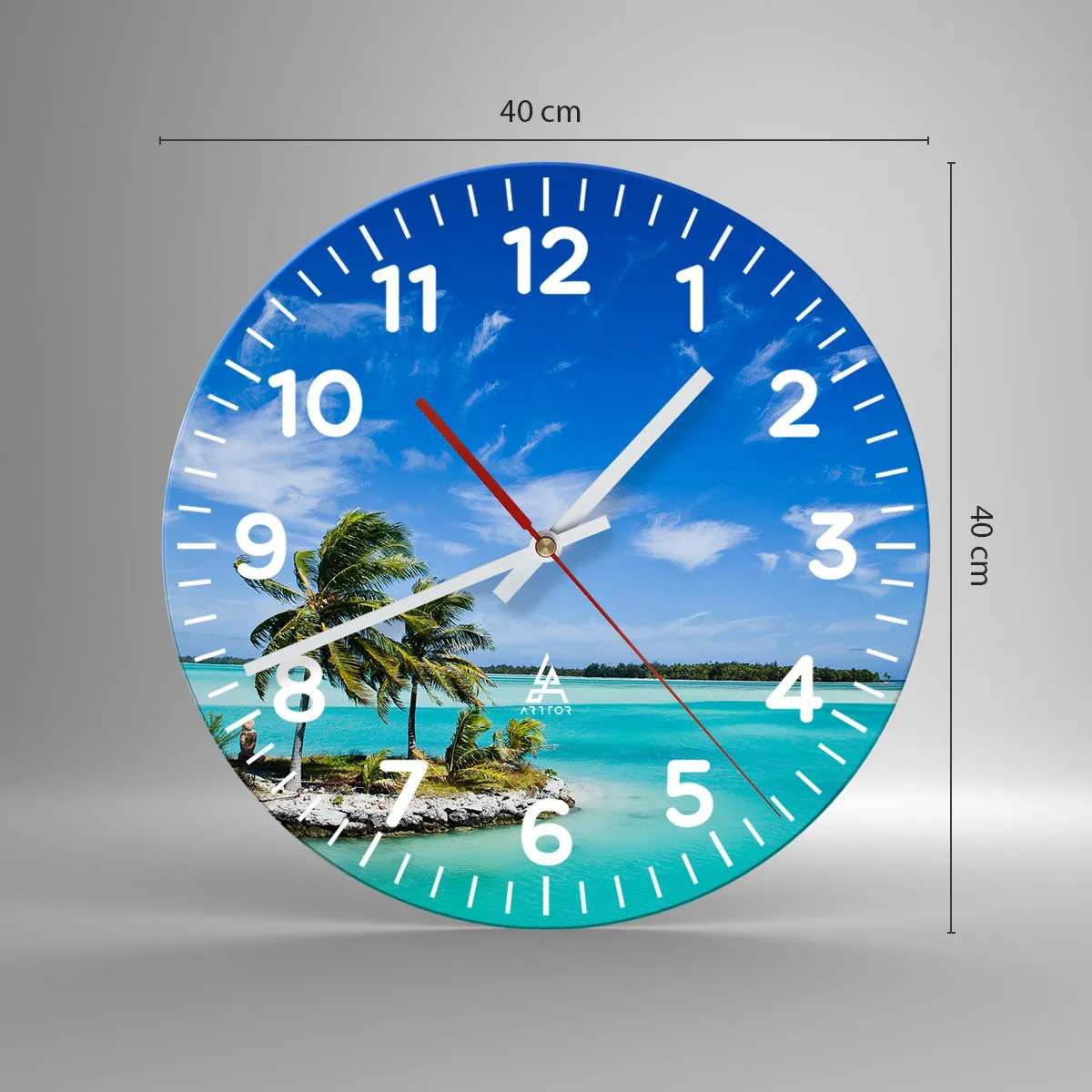 Ceas de perete - Ceas pe sticlă - Paradisul pe pământ - 40x40 cm
