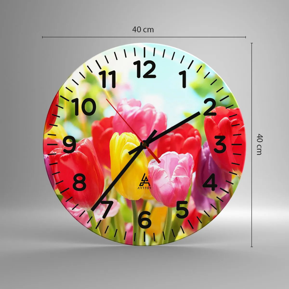 Wall clock - Clock on glass - It is Us, Colour of May! - 40x40 cm