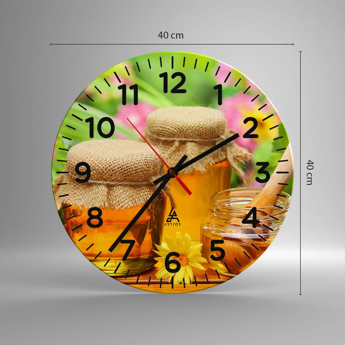 Ceas de perete - Ceas pe sticlă - Dulce și florală - 40x40 cm
