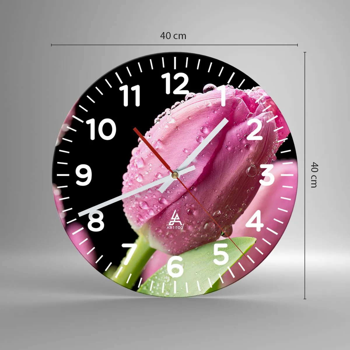 Zegar ścienny - Liliowy sen w rosie - 40x40 cm