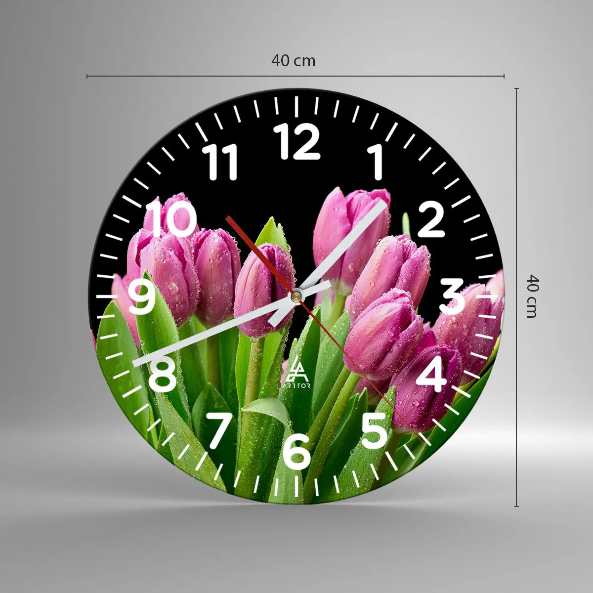 Ceas de perete - Ceas pe sticlă - Bucurie de liliac de primăvară - 40x40 cm
