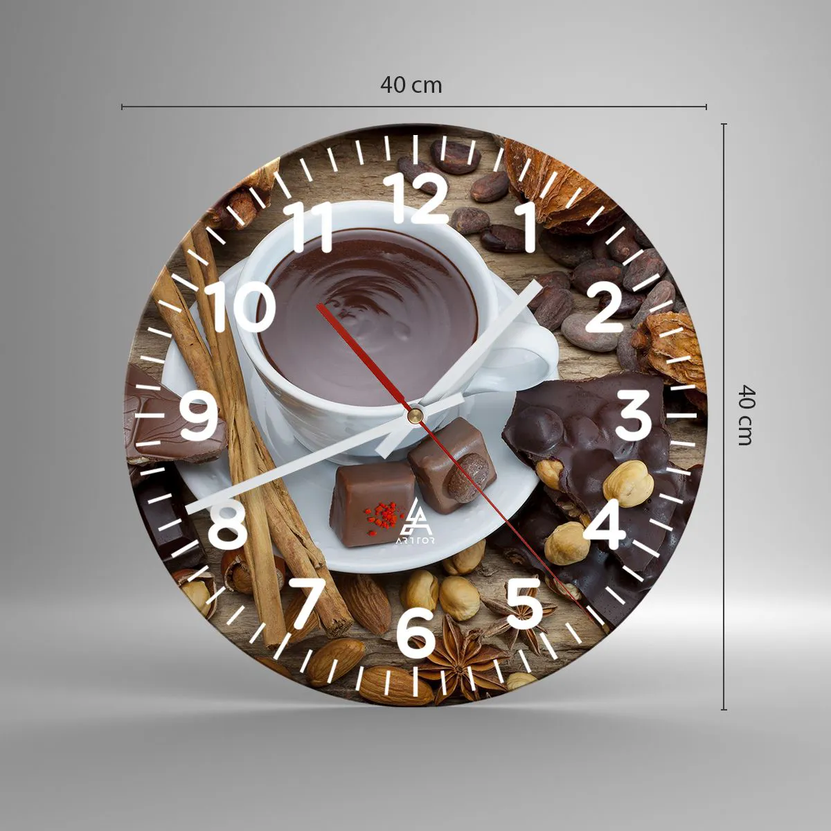 Relógio de parede - Relógio em vidro - Da fábrica de chocolate de conto de fadas - 40x40 cm