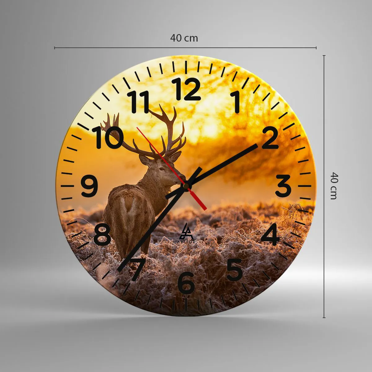 Ceas de perete - Ceas pe sticlă - Regele pădurii de toamnă - 40x40 cm
