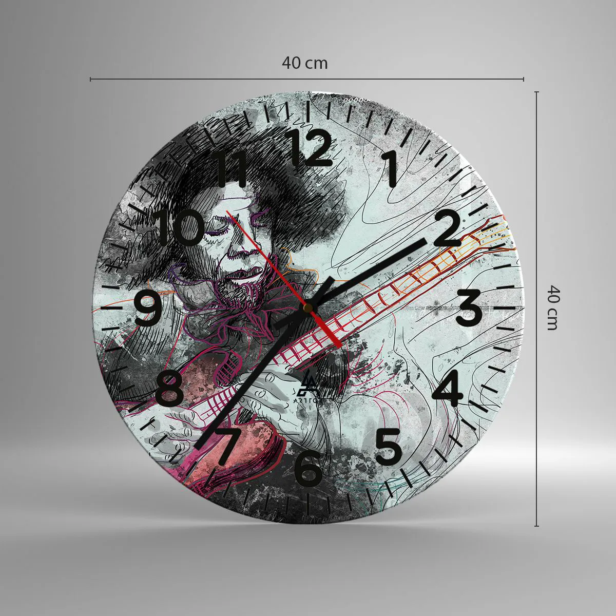 Ceas de perete - Ceas pe sticlă - Pe valurile muzicii - 40x40 cm