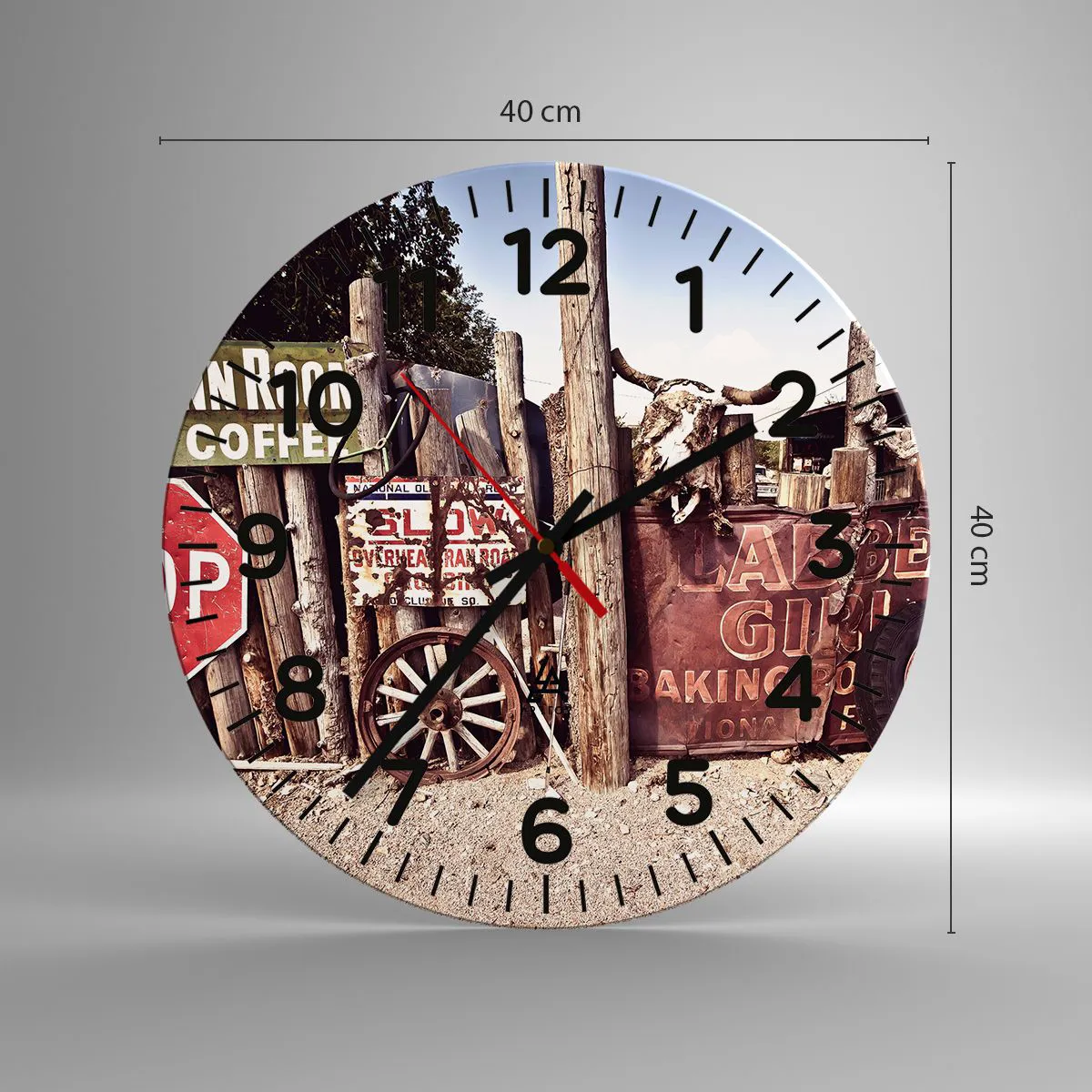 Wanduhr - Glasuhr - Und die Zeit ist stehen geblieben - 40x40 cm