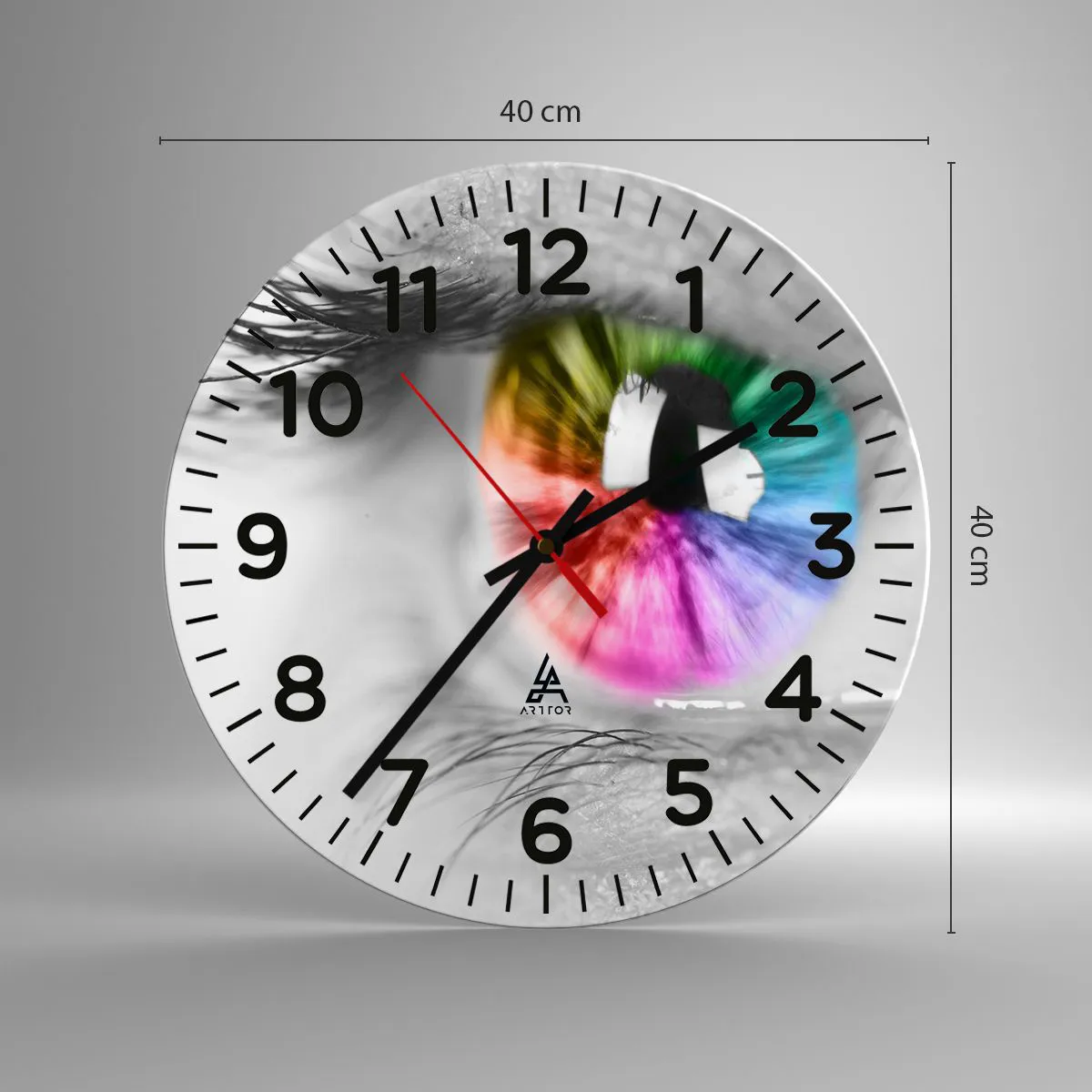 Reloj de pared - Reloj de vidrio - Ver el mundo en color - 40x40 cm