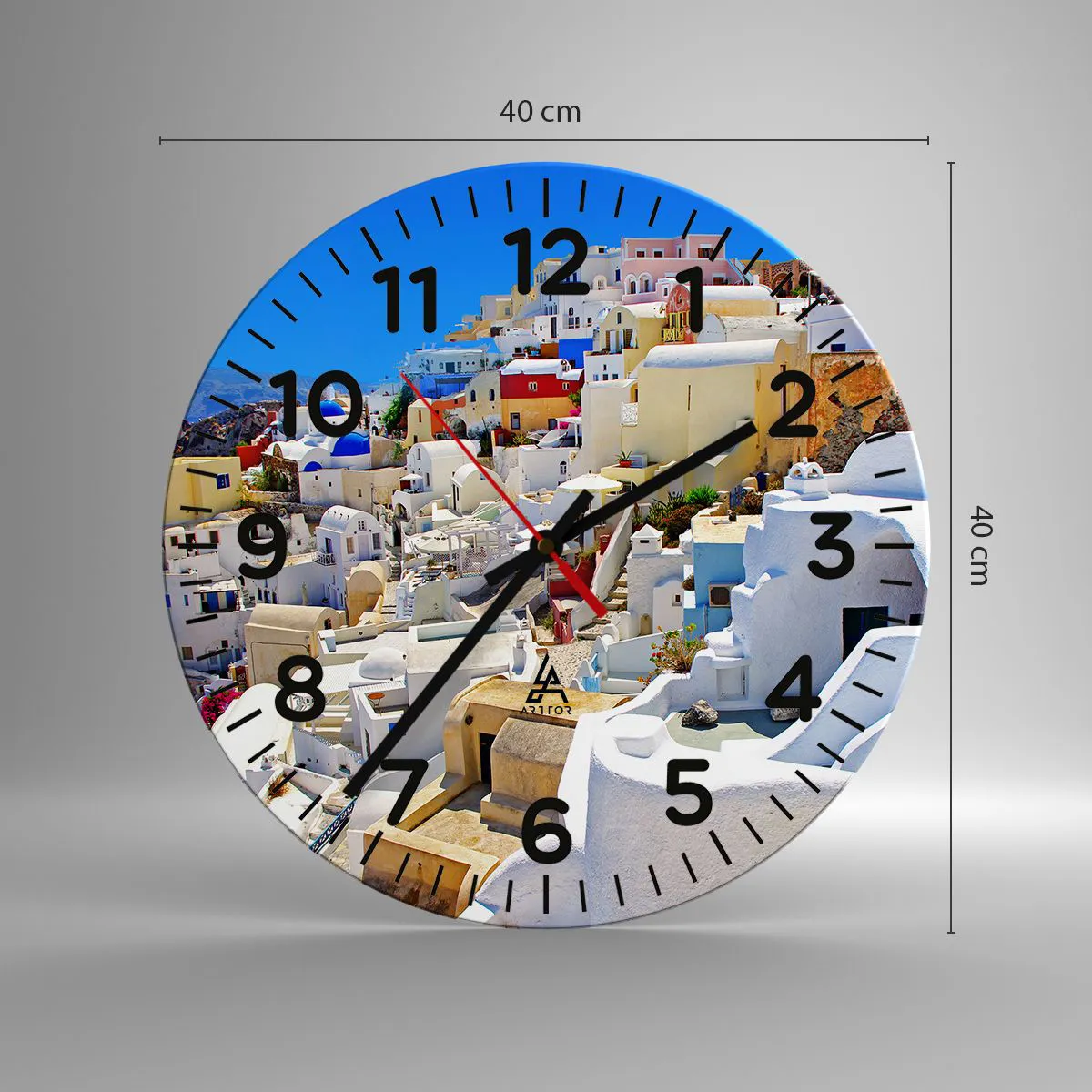 Wanduhr - Glasuhr - Der Traum vom griechischen Sommer - 40x40 cm