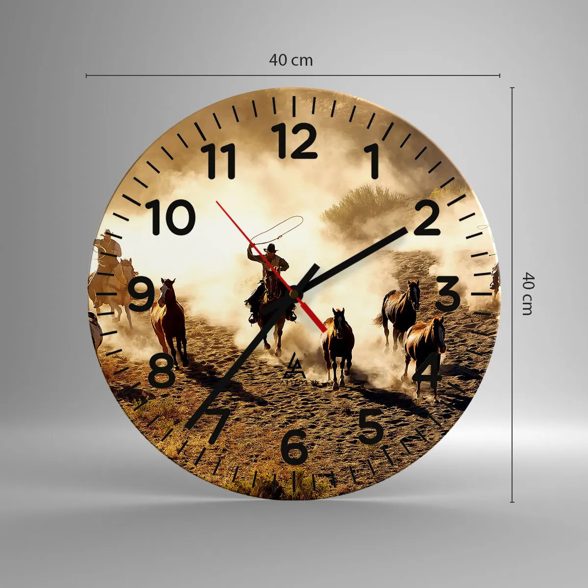 Ceas de perete - Ceas pe sticlă - Un vest cu adevărat sălbatic - 40x40 cm