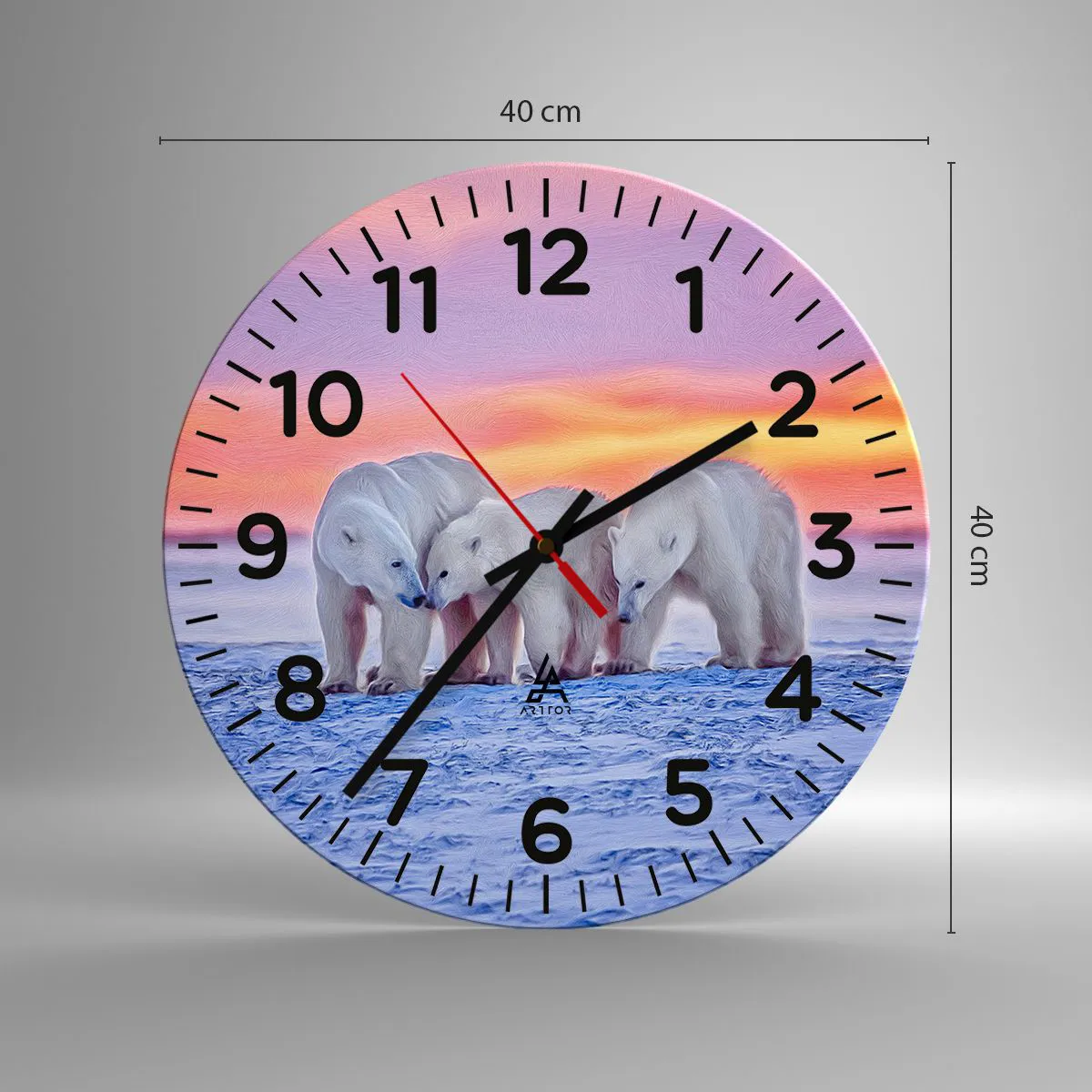 Wanduhr - Glasuhr - Familienwärme ist genug - 40x40 cm