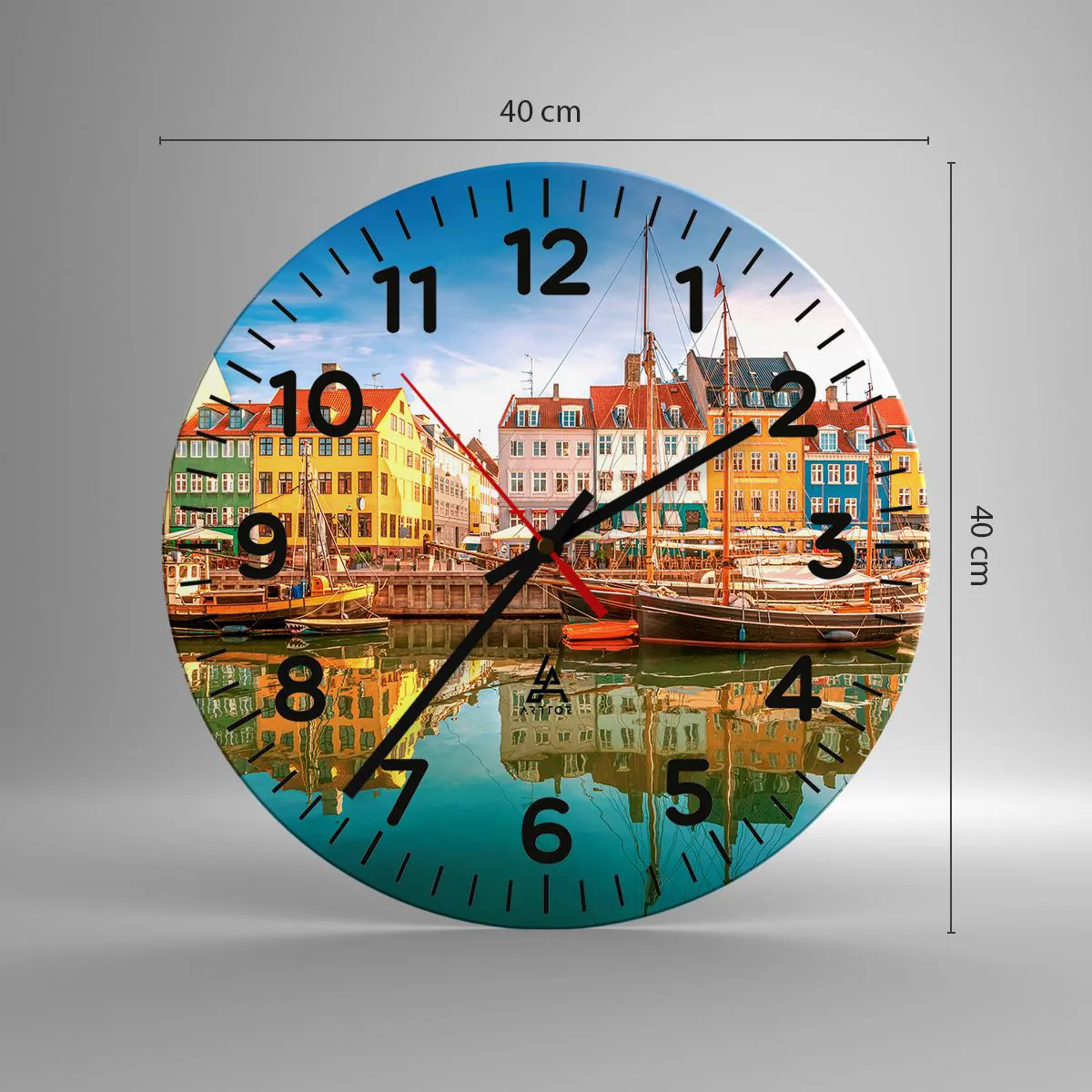 Relógio de parede - Relógio em vidro - Sobre a água tão lisa como um espelho - 40x40 cm