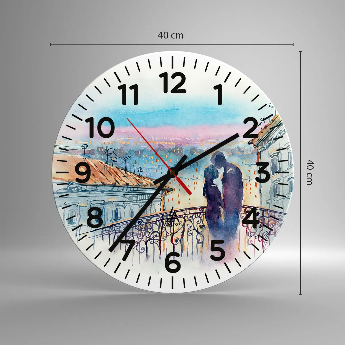 Nástenné hodiny - Parížski milenci - 40x40 cm