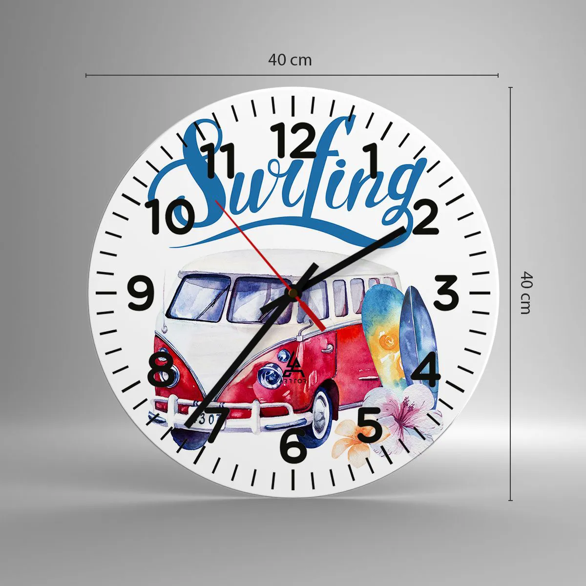 Nástenné hodiny - Uhorka - klasika pre surferov - 40x40 cm