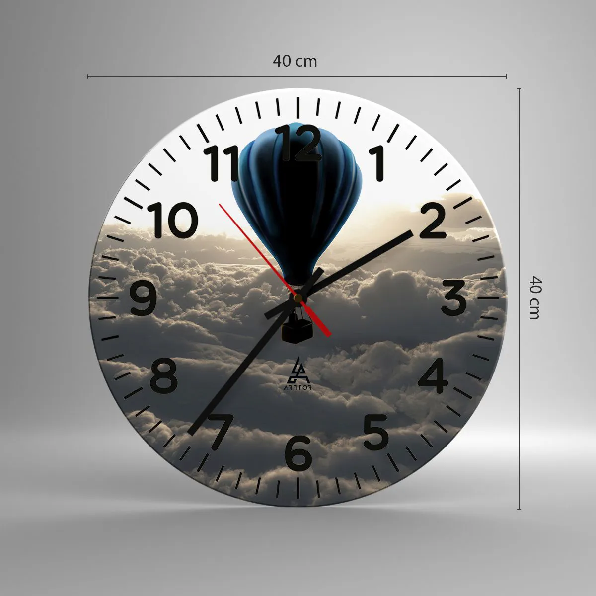 Wanduhr - Glasuhr - Ein Wanderer über den Wolken - 40x40 cm