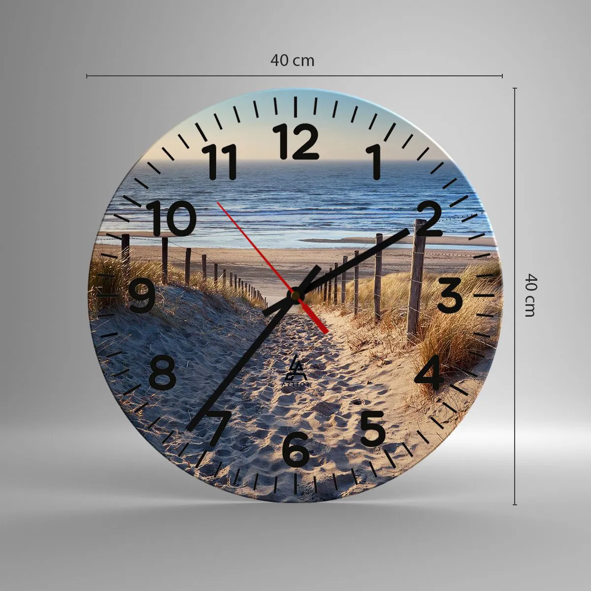 Ceas de perete - Ceas pe sticlă - Zumzet de mare, o plajă sălbatică printre ierburi... - 40x40 cm