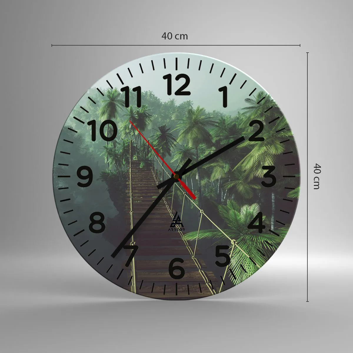 Relógio de parede - Relógio em vidro - Sobre o verde fervente - 40x40 cm