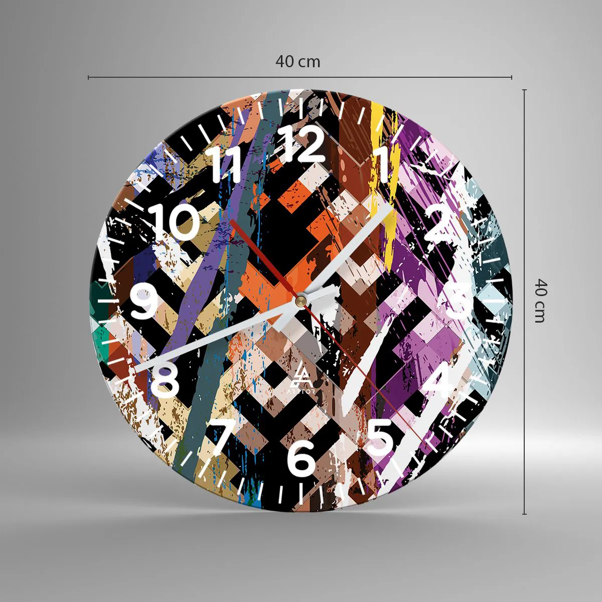 Wanduhr - Glasuhr - Quadriert - 40x40 cm