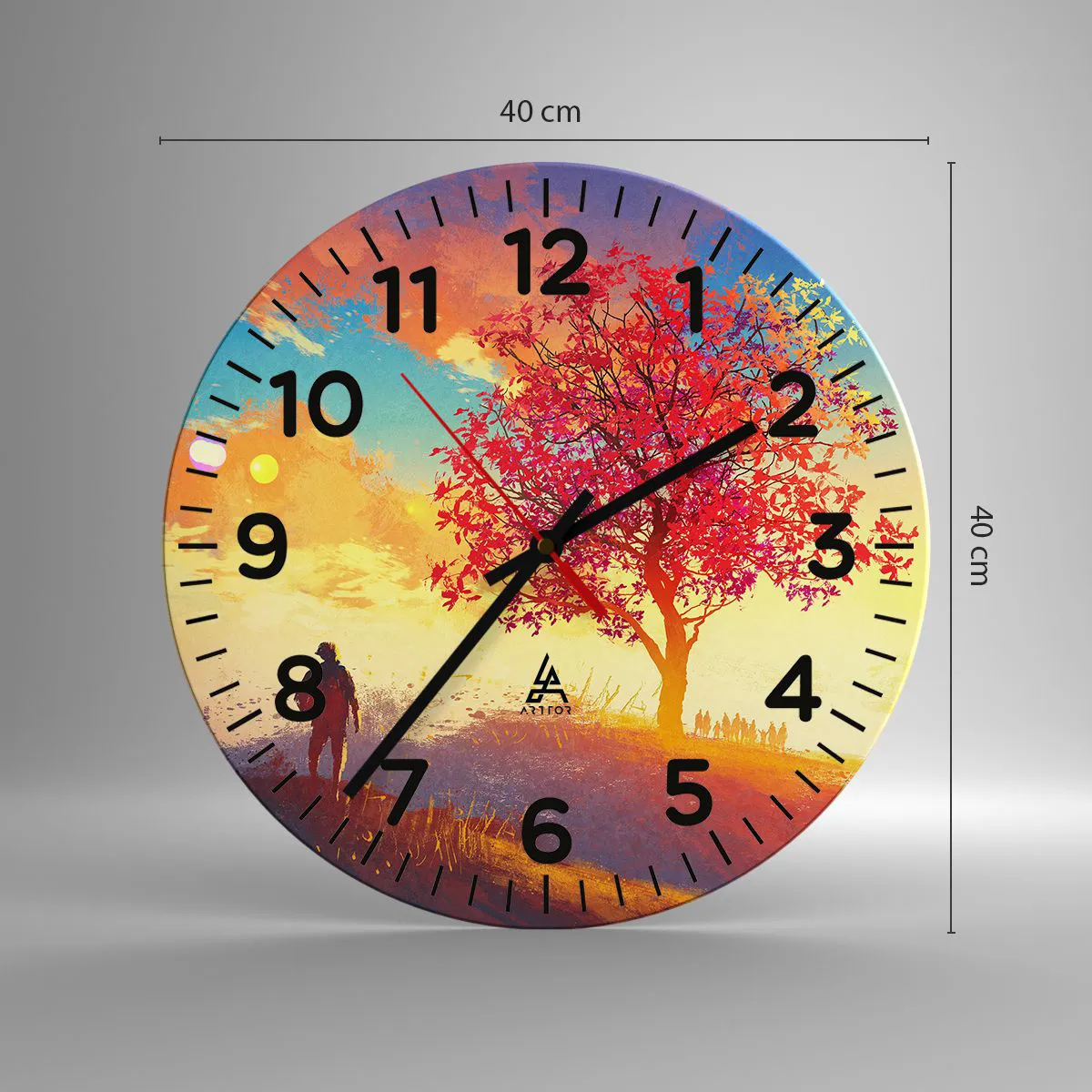 Wall clock - Clock on glass - Pilgrim at Its Goal - 40x40 cm