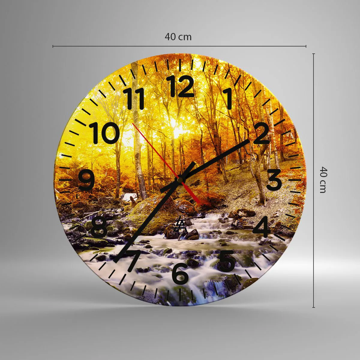 Wanduhr - Glasuhr - In Gold und Platin gefasste Steine - 40x40 cm