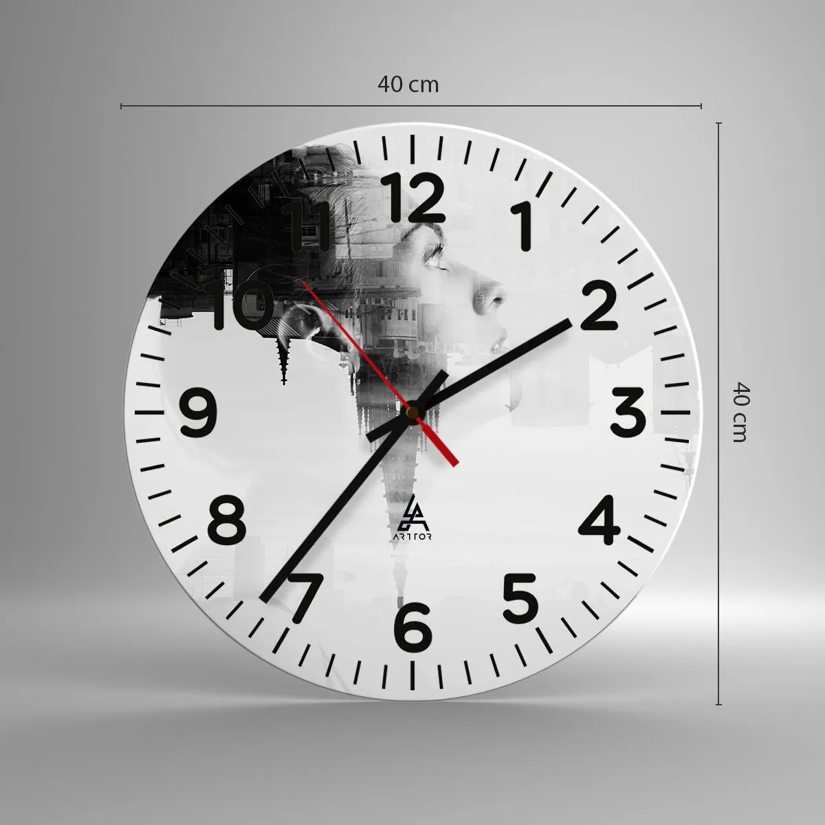 Nástenné hodiny - Z oboch strán okna - 40x40 cm