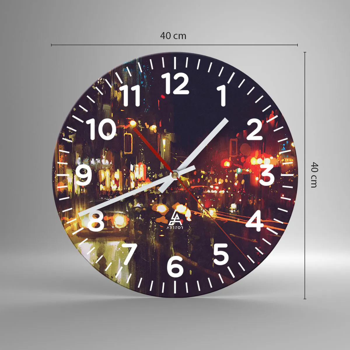 Horloge murale - Pendule murale - Immergé dans les lumières de la nuit - 40x40 cm