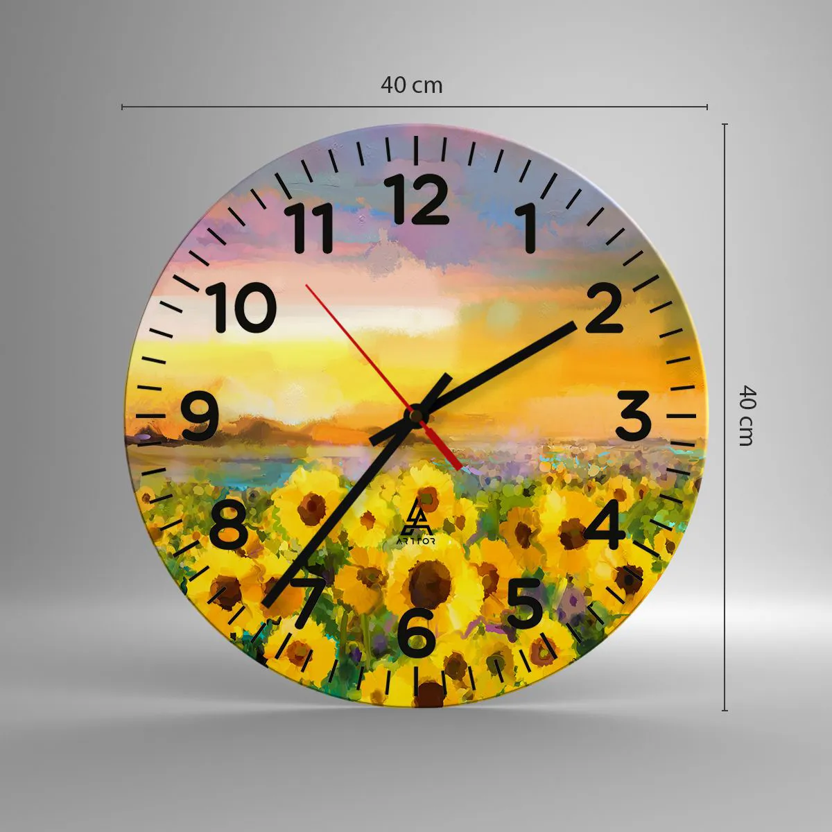 Relógio de parede - Relógio em vidro - O próprio sol desceu à terra - 40x40 cm