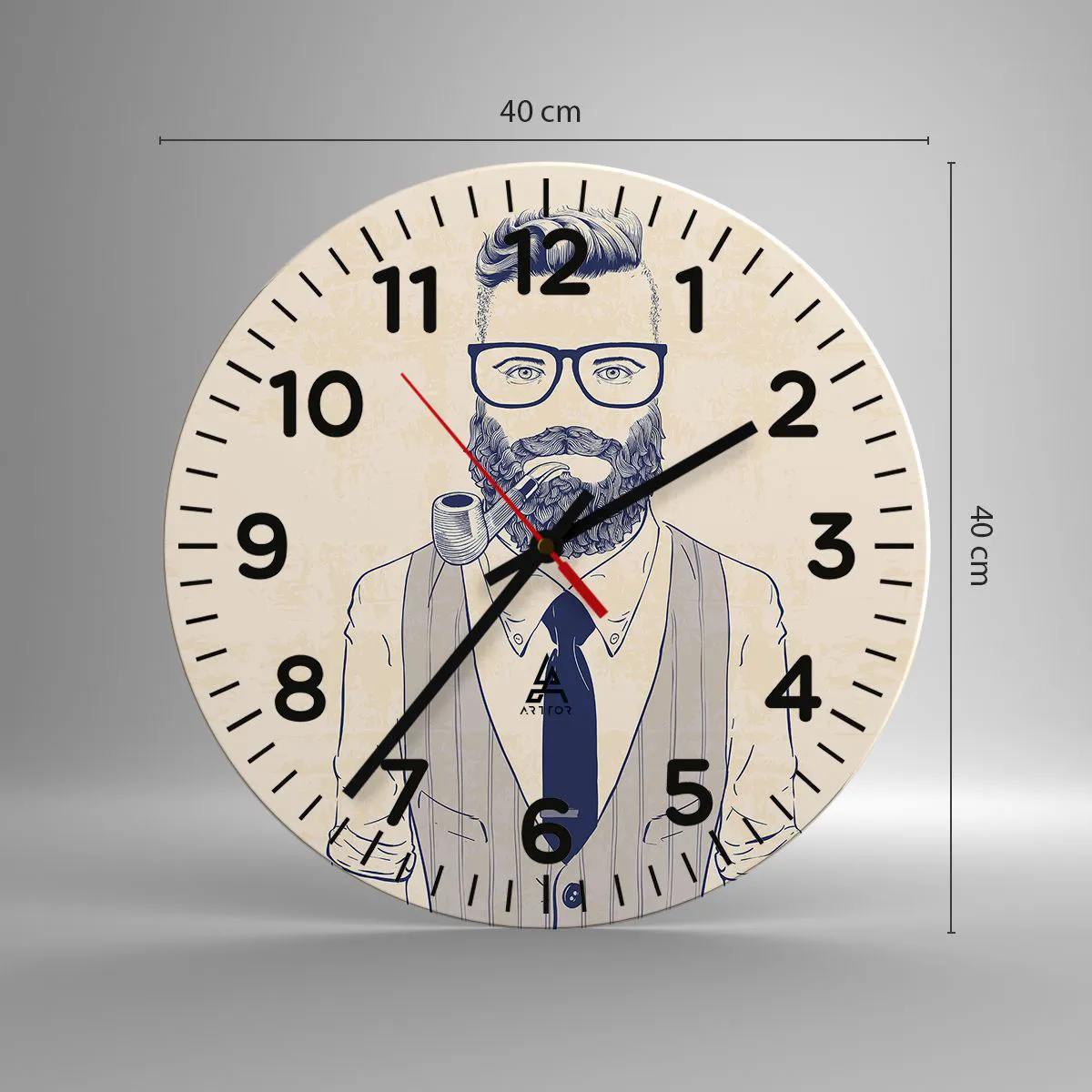 Wanduhr - Glasuhr - Fröhlich, maskulin und modisch - 40x40 cm