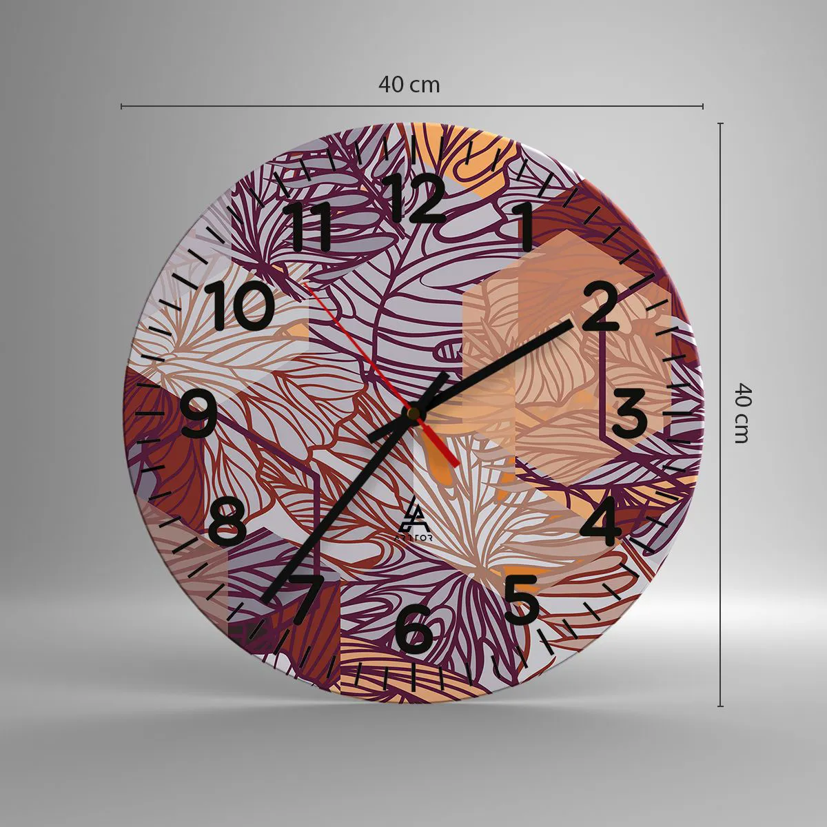 Ceas de perete - Ceas pe sticlă - Relația imposibilă dintre geometrie și natură - 40x40 cm