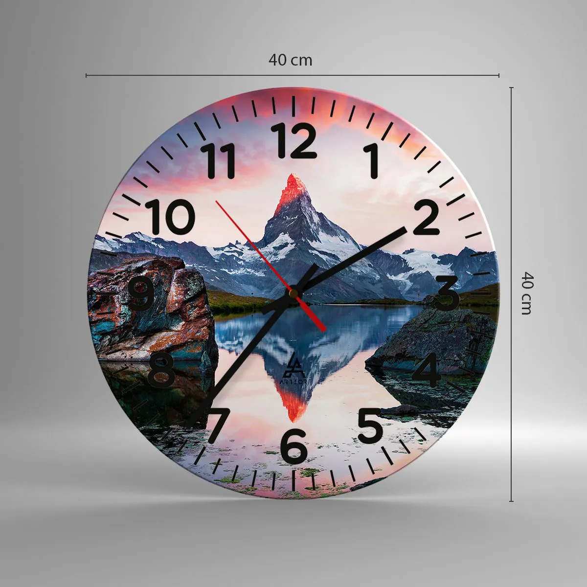 Ceas de perete - Ceas pe sticlă - Inima munților este fierbinte - 40x40 cm
