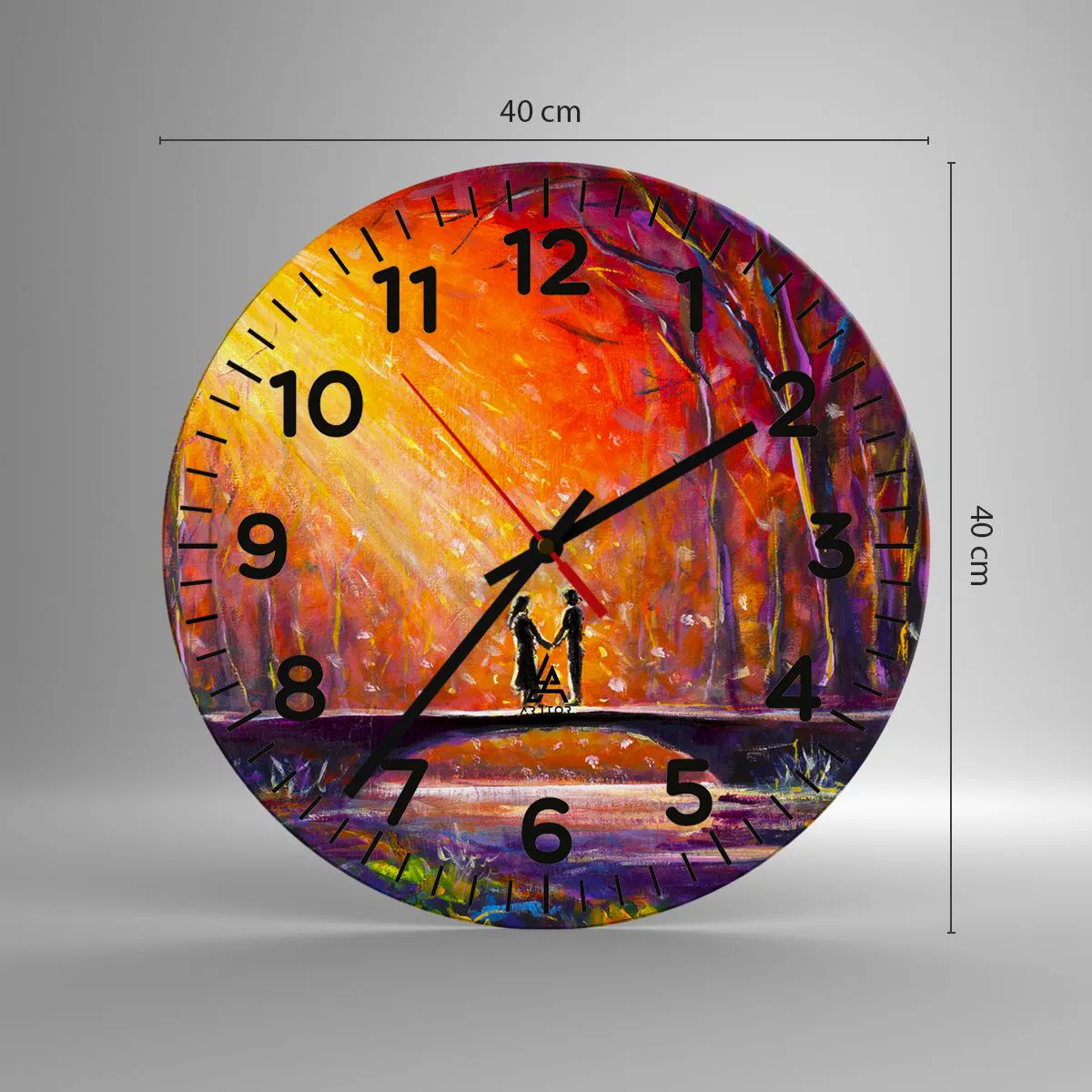 Ceas de perete - Ceas pe sticlă - Și cerul îi iubește - 40x40 cm