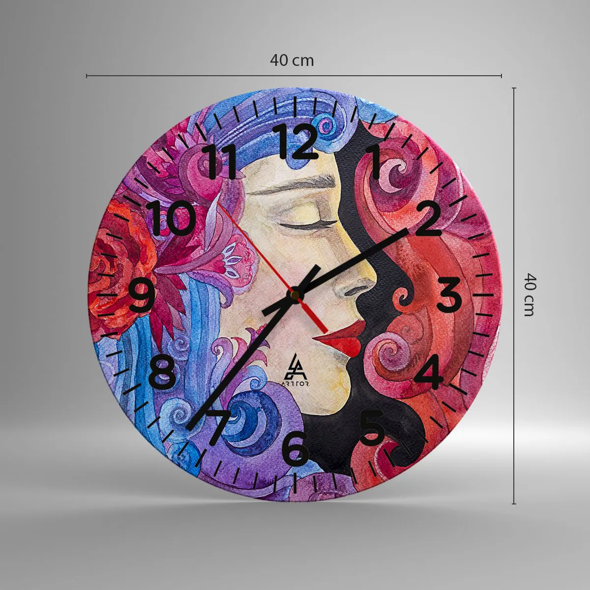 Wanduhr - Glasuhr - Der Jugendstil lebt noch - 40x40 cm