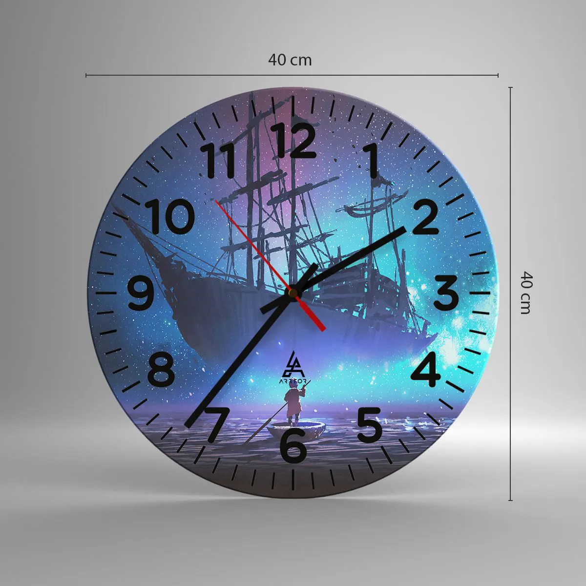 Ceas de perete - Ceas pe sticlă - Întâlnirea cu mitul mării - 40x40 cm