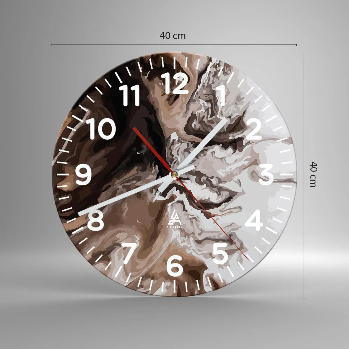 Wanduhr - Glasuhr - Farbkontrast - 40x40 cm