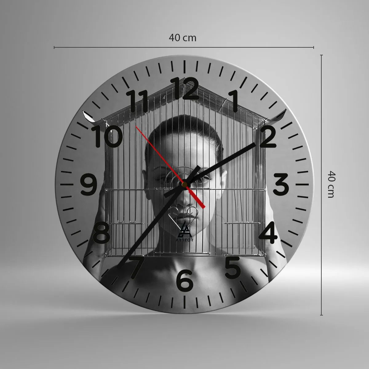 Ceas de perete - Ceas pe sticlă - Un portret oarecum suprarealist - 40x40 cm