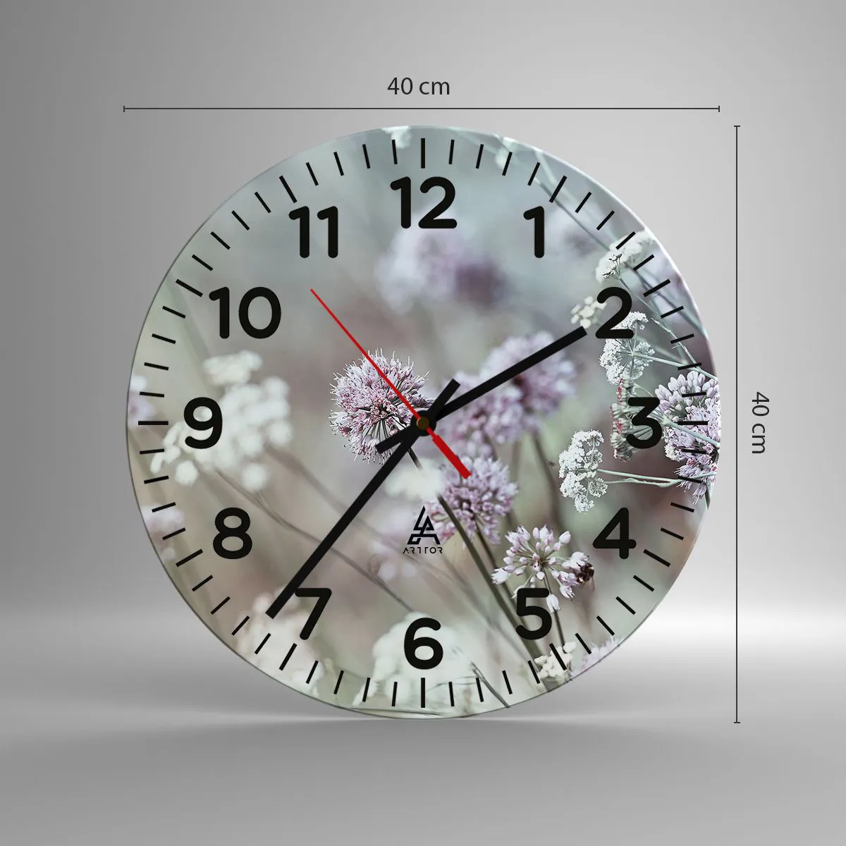 Ceas de perete - Ceas pe sticlă - Ierburi dulci filigranate - 40x40 cm