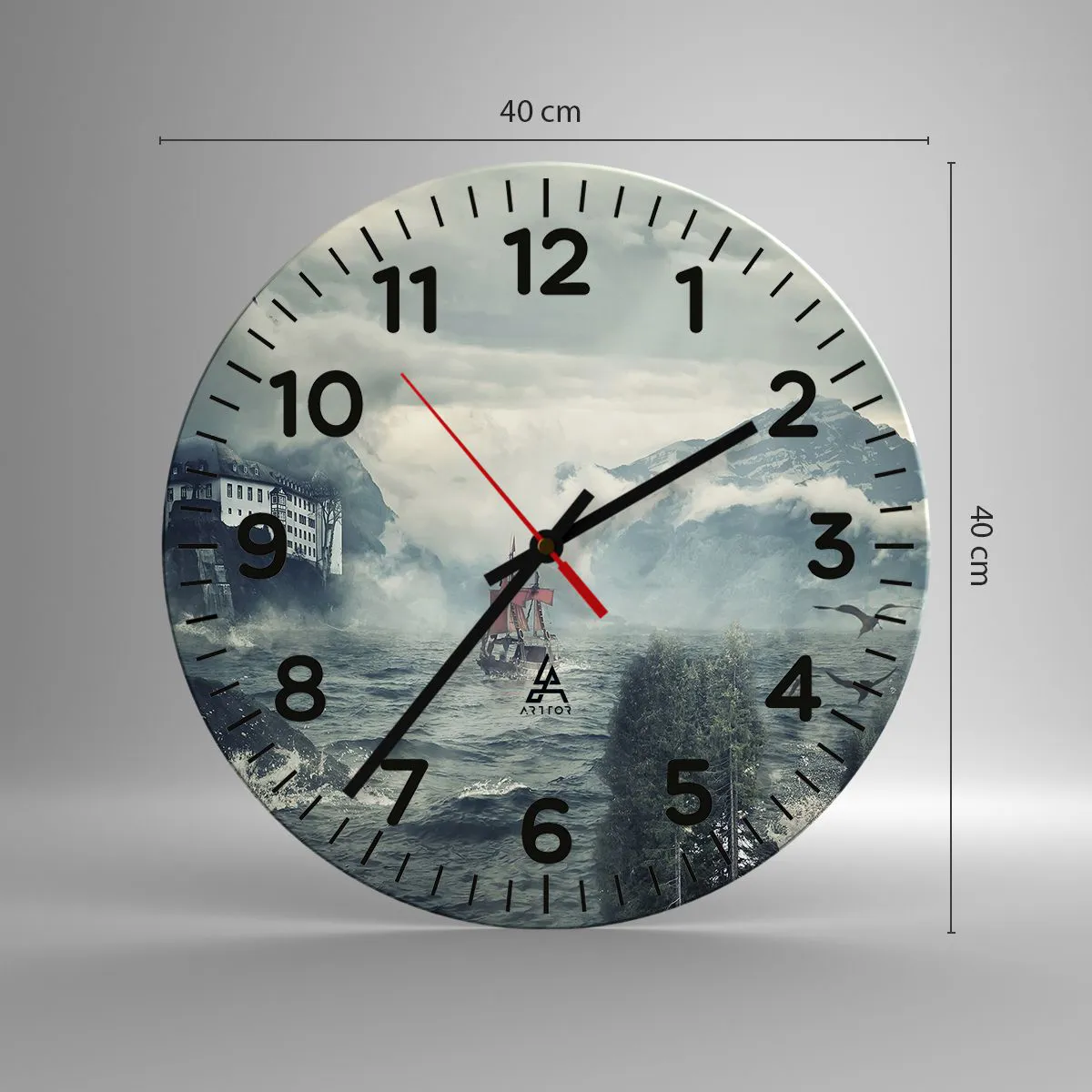 Wall clock - Clock on glass - On Magical Waters - 40x40 cm