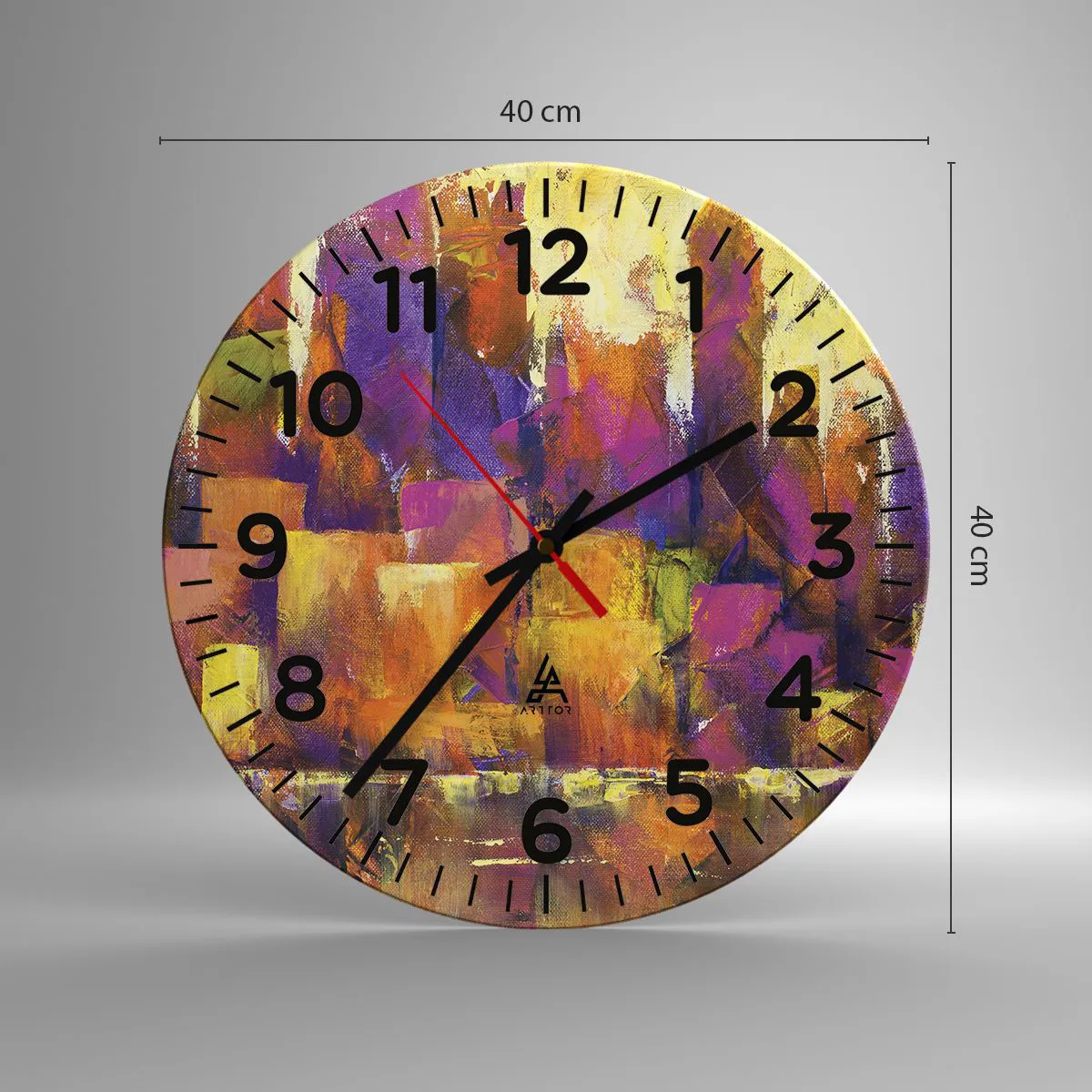 Ceas de perete - Ceas pe sticlă - Compoziția metropolitană - 40x40 cm
