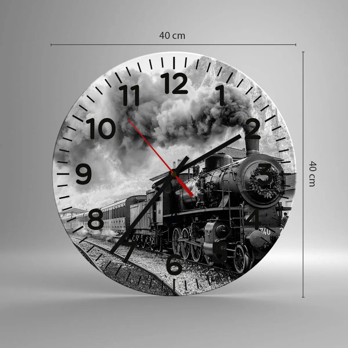 Wall clock - Clock on glass - Standing at the Station... - 40x40 cm
