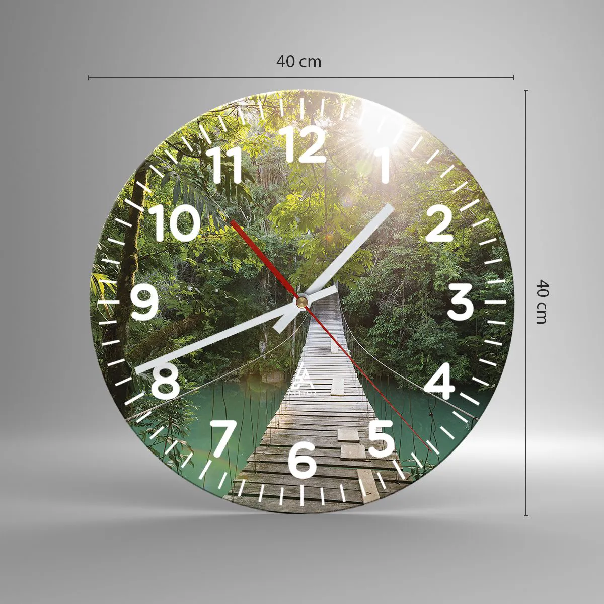 Relógio de parede - Relógio em vidro - Da água azul para a floresta azul - 40x40 cm