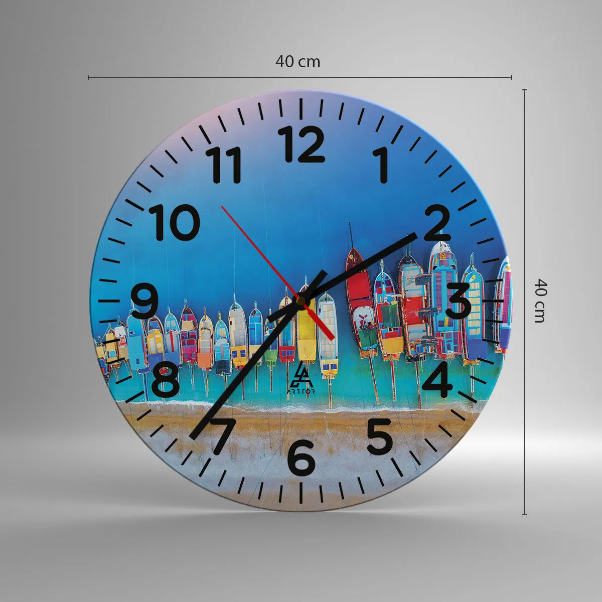 Ceas de perete - Ceas pe sticlă - Din perspectiva unei păsări - 40x40 cm