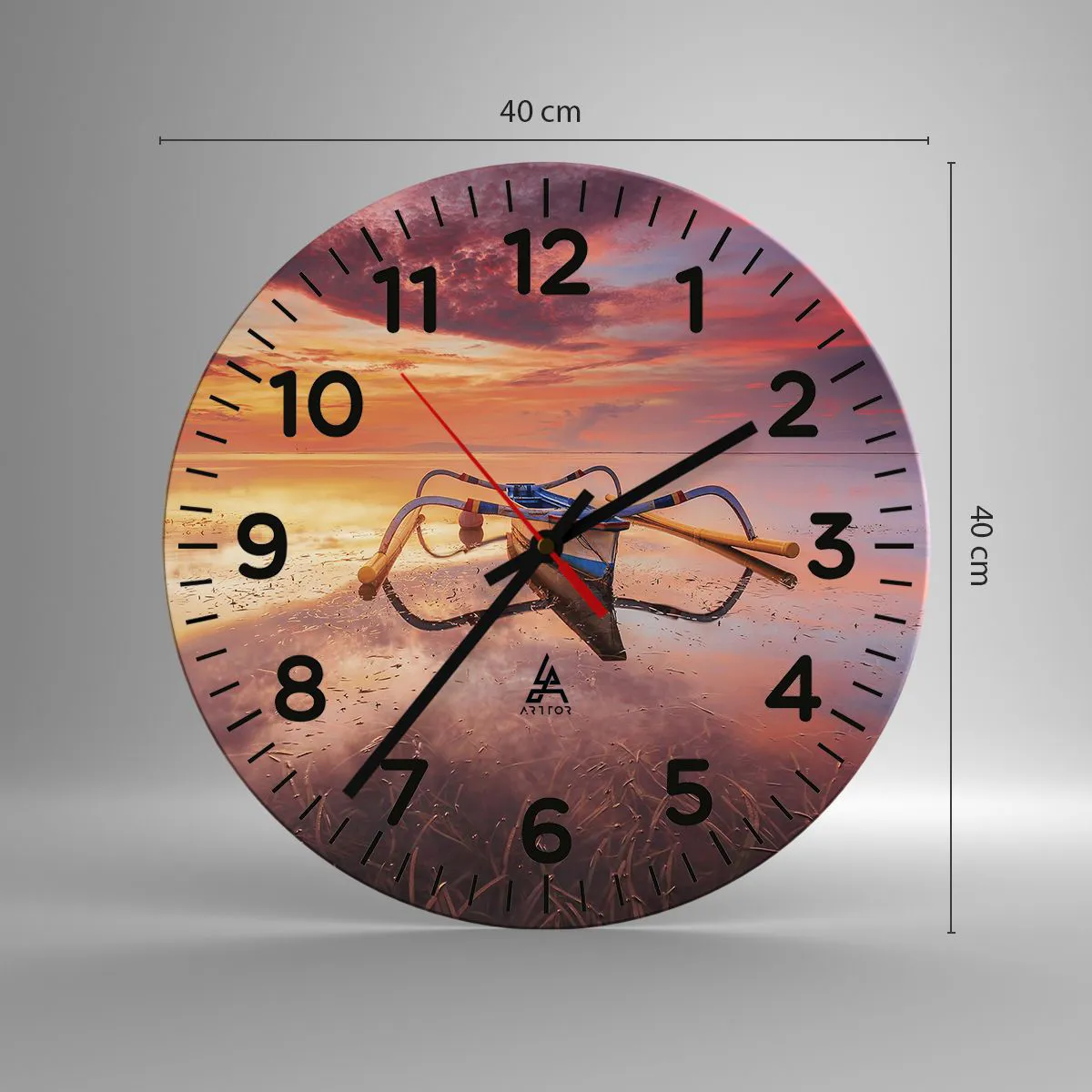 Ceas de perete - Ceas pe sticlă - Liniștea unei seri tropicale - 40x40 cm